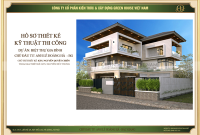 Thi công trọn gói biệt thự 3 tầng hiện đại tại Bắc Giang - CĐT Anh Hà