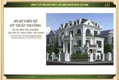 Thiết kế biệt thự cổ điển Pháp 3 tầng sang trọng tại Bắc Giang