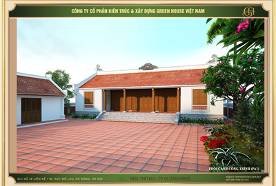 Thiết kế nhà thờ họ kết hợp nhà ở 3 gian 2 mái tại Quảng Ninh