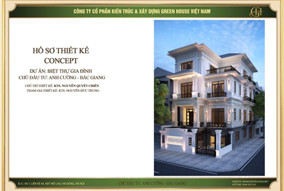Thiết kế biệt thự 3 tầng 1 tum tân cổ điển tại Bắc Giang