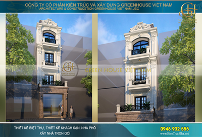 Thiết kế nhà phố kết hợp kinh doanh 4 tầng tân cổ điển tại Ninh Bình
