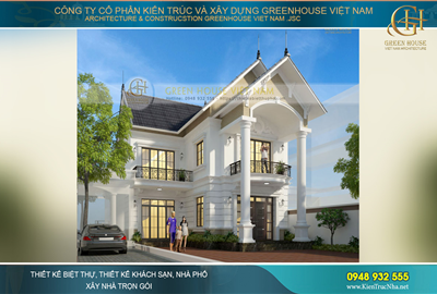 Thiết kế nhà phố tân cổ điển 2 tầng đẹp thanh lịch tại Hà Nội