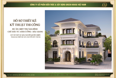 Biệt thự 3 tầng phong cách tân cổ điển tại Bắc Giang - CĐT A Cường