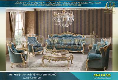 Bộ sofa bọc nhung tân cổ điển 
