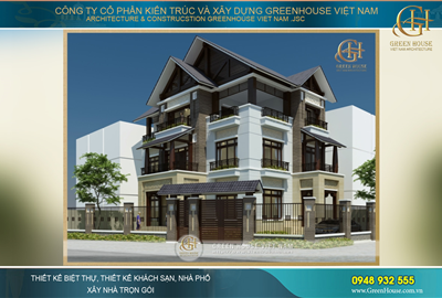 Biệt thự 3 tầng 2 mặt tiền mang phong cách kiến trúc hiện đại đẹp