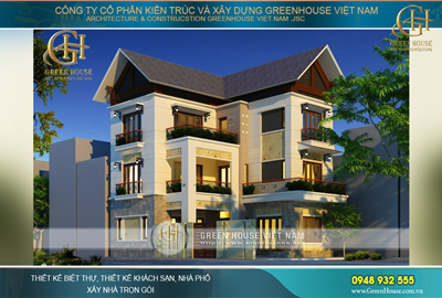 Biệt thự 3 tầng hình chữ L mang phong cách hiện đại sang trọng