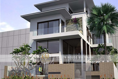 Biệt thự 3 tầng mặt tiền 10m kiến trúc hiện đại sang trọng
