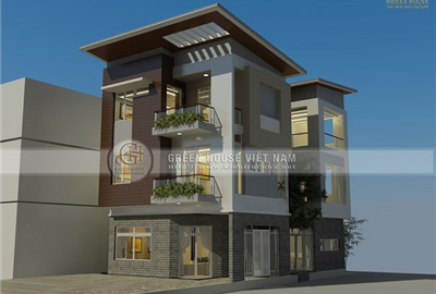 Biệt thự 3 tầng mặt tiền 10m phong cách kiến trúc hiện đại