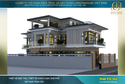 Biệt thự 3 tầng mặt tiền 10m rộng 250m2 phong cách hiện đại