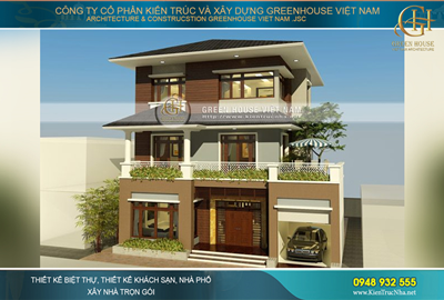 Biệt thự 3 tầng mặt tiền 13.5 m kiến trúc hiện đại