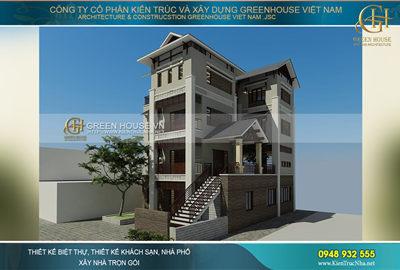 Biệt thự 4 tầng mặt tiền 10m phong cách tân cổ điển hiện đại