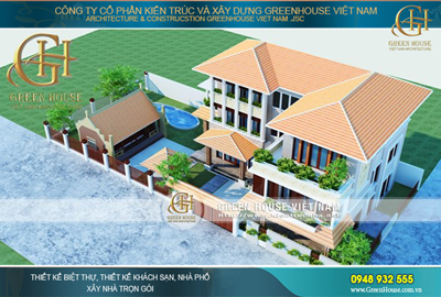 Biệt thự sân vườn 3 tầng đẹp mang phong cách Á Đông tại Bắc Ninh