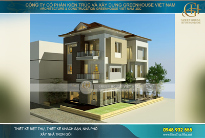 Thiết kế biệt thự 3 tầng rộng 250m2 dài 20m phong cách hiện đại