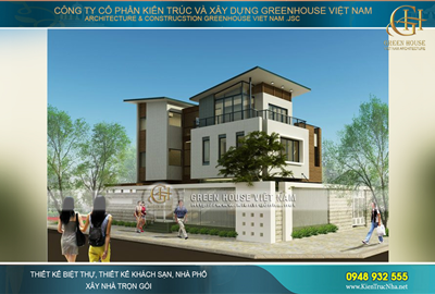 Thiết kế biệt thự hiện đại 3 tầng mặt tiền 12m rộng 180m2