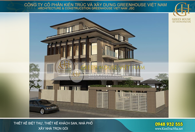Thiết kế biệt thự sân vườn 4 tầng 2 mặt tiền phong cách hiện đại