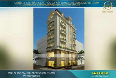 Nhà ống kết hợp kinh doanh 5 tầng 2 mặt tiền phong cách tân cổ điển