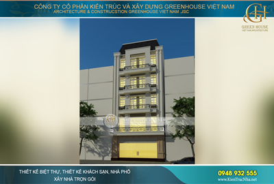 Nhà phố mặt tiền 9m xây 5 tầng tân cổ điển đẹp tại Bắc Giang