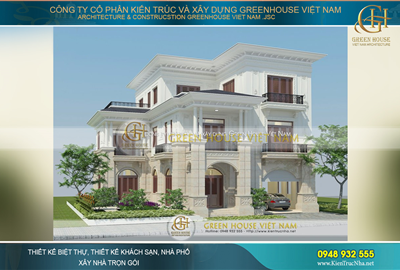 Thiết kế biệt thự tân cổ điển 3 tầng mái thái đẳng cấp tại Bắc Giang