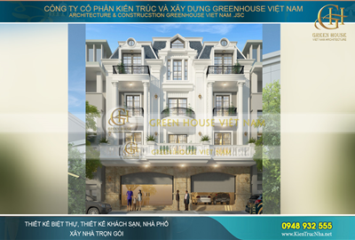 Thiết kế biệt thự phố 4 tầng tân cổ điển kiến trúc Pháp tại Bắc Giang