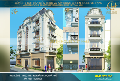 Thiết kế nhà phố 4 tầng 2 mặt tiền tân cổ điển tại Bắc Giang