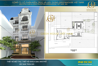 Thiết kế nhà phố 5 tầng tân cổ điển - giải pháp cho khu đất méo