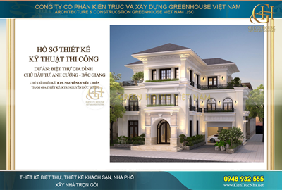 Thiết kế biệt thự 3 tầng tân cổ điển sang trọng tại Bắc Giang