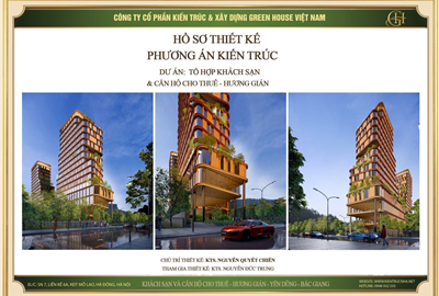 Kiến trúc tổ hợp khách sạn và căn hộ cho thuê sang trọng Hương Gián tại Bắc Giang