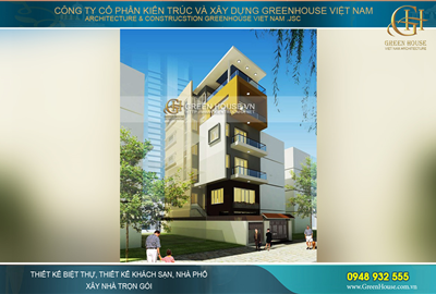 Nhà phố 6 tầng mặt tiền rộng 7m phong cách hiện đại đẹp