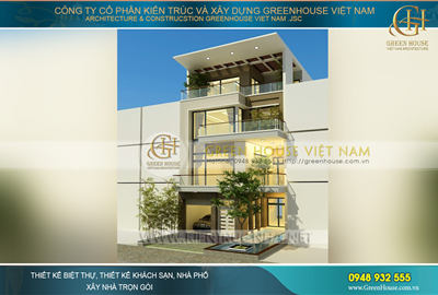 Thiết kế nhà ống 4 tầng mặt tiền 9m kiến trúc hiện đại độc đáo