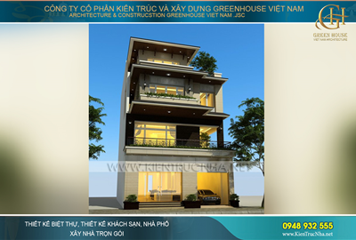 Thiết kế nhà lô phố 4 tầng mặt tiền 9m phong cách hiện đại đẹp