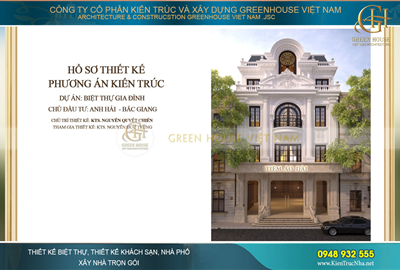 Thiết kế biệt thự tân cổ điển 3 tầng kết hợp kinh doanh tại Bắc Giang