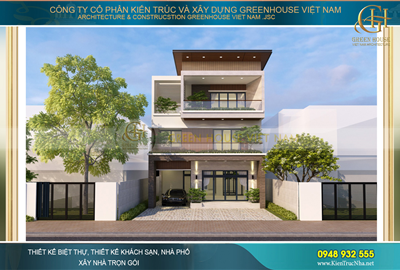 Biệt thự 3 tầng thiết kế phong cách kiến trúc hiện đại, mặt tiền đẹp